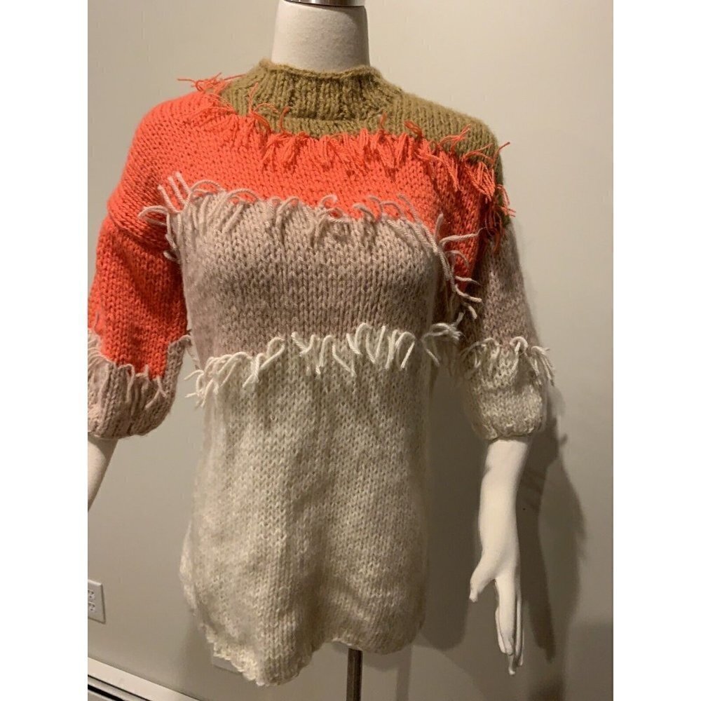 $298 Anthropologie Veroalfie Marlene Fringed Pullover Tunic Sweater Size S NWT - Picture 5 of 11